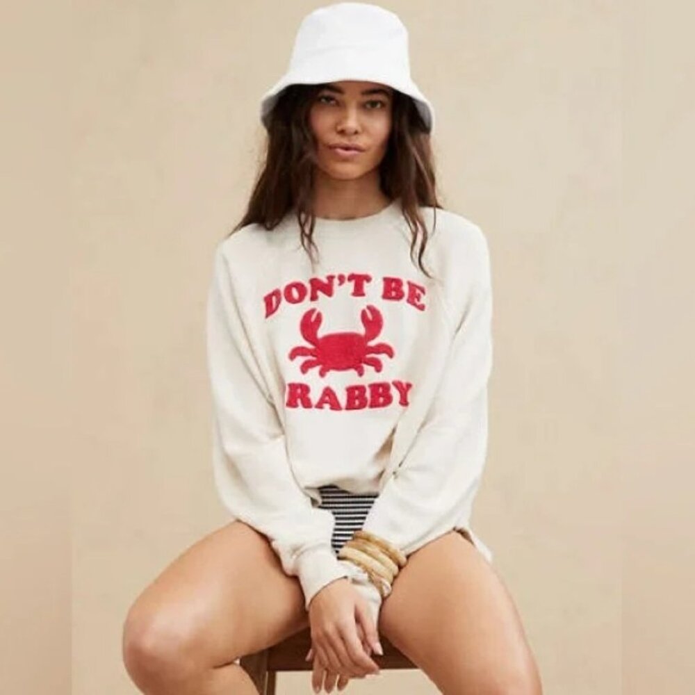 Aerie Don’t Be Crabby Sweatshirt Beachcore Coastal Size Large Oversized Casual